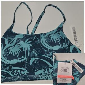 Athleta Girl Reversible Floral Bikini Top Surf Dream XXL / 16 Navy Green